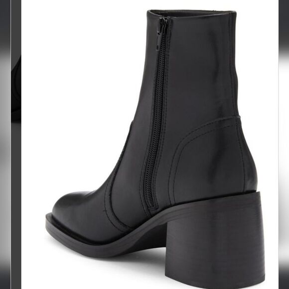 Steve Madden Phillie Womens Black Leather Block Heel Almond Toe Ankle Boot NWOB - Picture 14 of 14